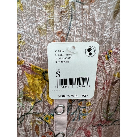 Free People We The Free Women's Angelina Semi Sheer Floral Top Size Small - Picture 5 of 6